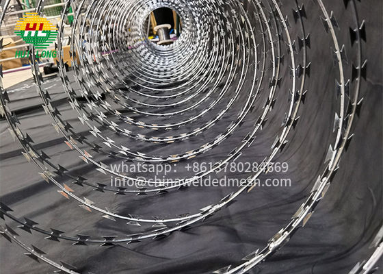 steel blade 2.5mm Concertina Barbed Wire , Snake Belly Razor Ribbon Wire
