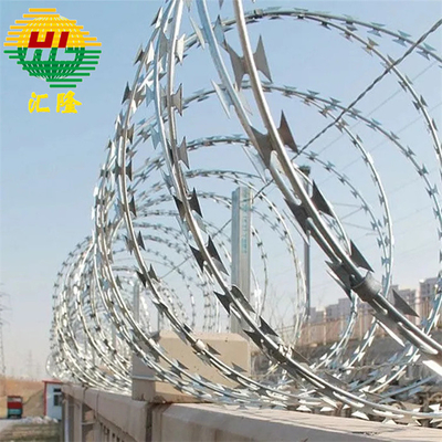 Anti Theft Concertina Razor Wire High Tensile Steel Core And Galvanized Steel Material