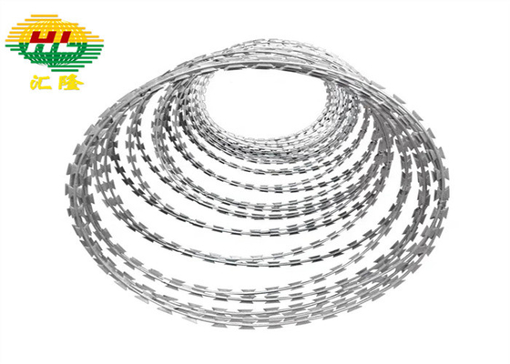 2.5mm Diameter Concertina Razor Barbed Tape 25mm Spacing Steel Ribbon