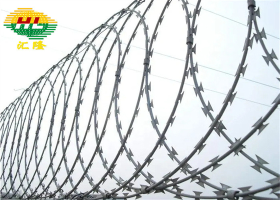 Flat Style Galvanized Razor Blade Barbed Wire 450mm Coil Acid Resistance