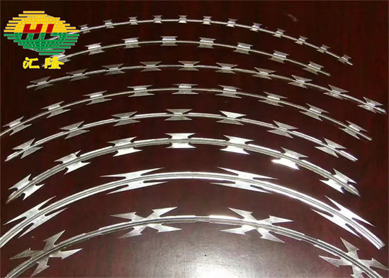 2.5mm Diameter Concertina Razor Barbed Tape 25mm Spacing Steel Ribbon