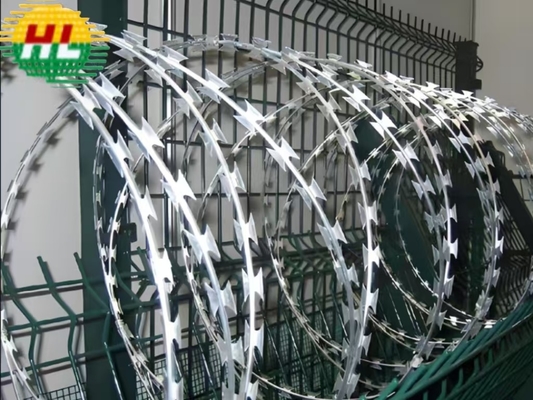 Lay Flat High Security Razor Sharp Barbed Wire Galvanized