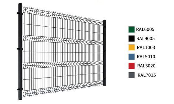 Galvanized 3D 2 Curves Welded Mesh Fence For Garden / School