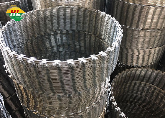 Galvanized Razor Wire Fence Stretched Barbed Wire Coils Weather Resistant Garden Fence Concertina