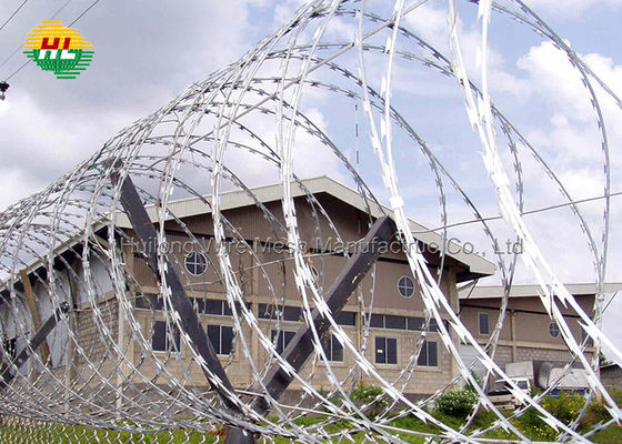 12" 20 Feet Helical Razor Wire , Galvanized Steel Barbed Wire 1 Coil
