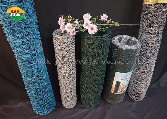 Blue Vinyl Coated Chicken Poultry Wire 1 inch Mesh High Tensile Strength