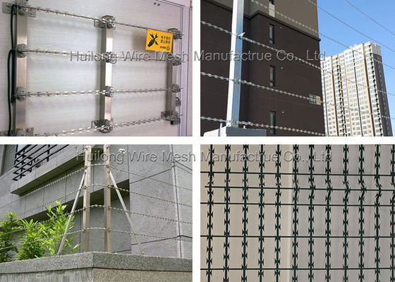 2.5mm Concertina Razor Wire Fence , HUILONG Barbed Razor Wire Fencing