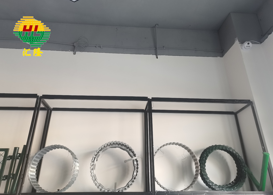 PVC Coated Concertina Wire Fence Green Color Galvanized
