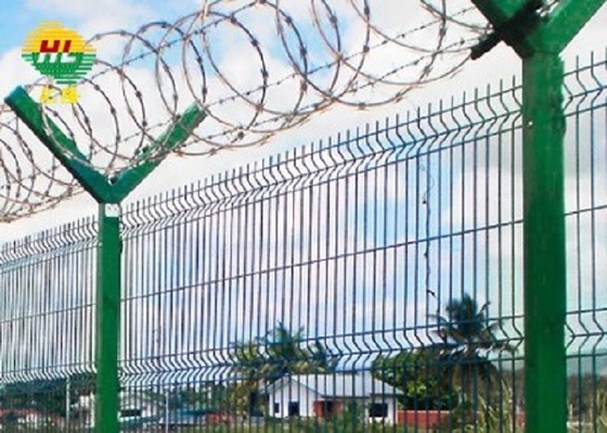 PVC Coated Concertina Wire Fence Green Color Galvanized