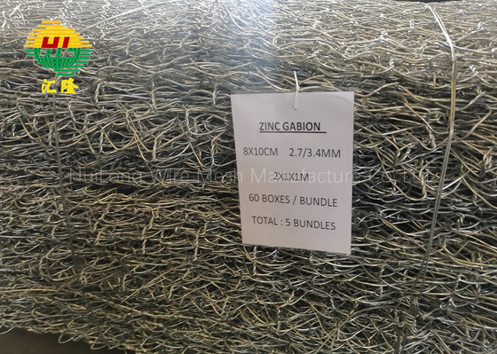 2*1*1m 80*100mm Aperture Gabion Basket With Rocks
