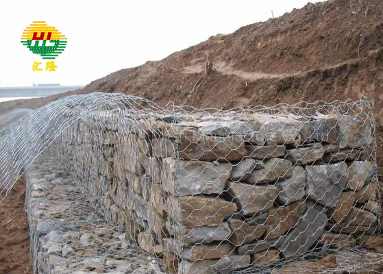 2*1*1m 80*100mm Aperture Gabion Basket With Rocks