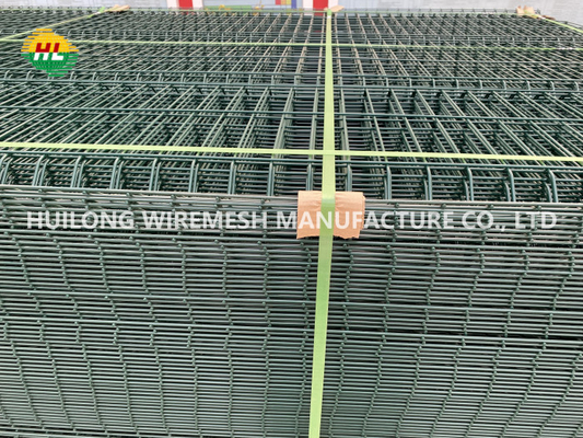 1230mmx2500mm Welded Mesh Fence Rigid Panel Pvc Coated With Peach Post