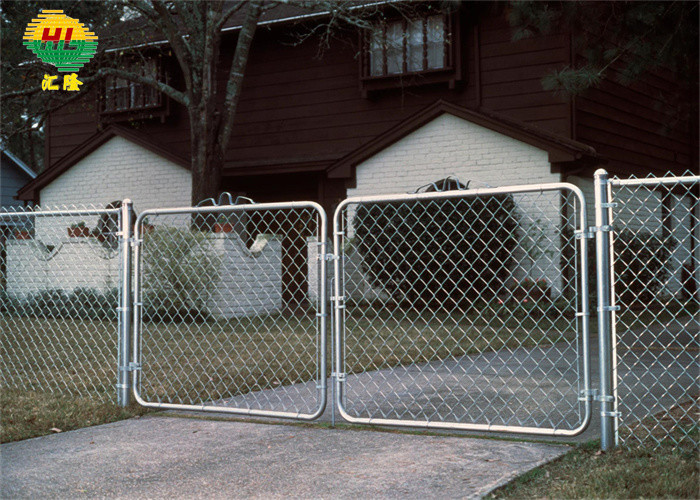 Galvanized Chain Link Fence Double Swing Gates - 1-3/8