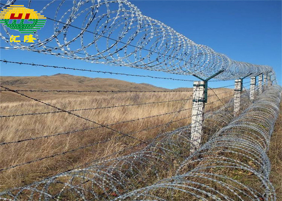 Hot Dipped Galvanized BTO-18 Conertina Razor Wire For Border Security